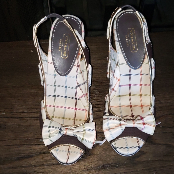 Coach Twirling Cork Slingback Peeptoe Wedge Pump 7 - Picture 3 of 11